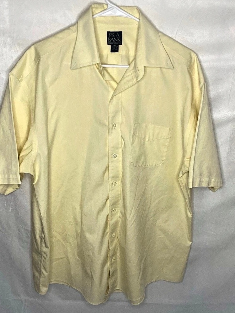 Jos A Bank Traveler Shirt Mens 16.5 XL Yellow Short Sleeve Button Front Dress